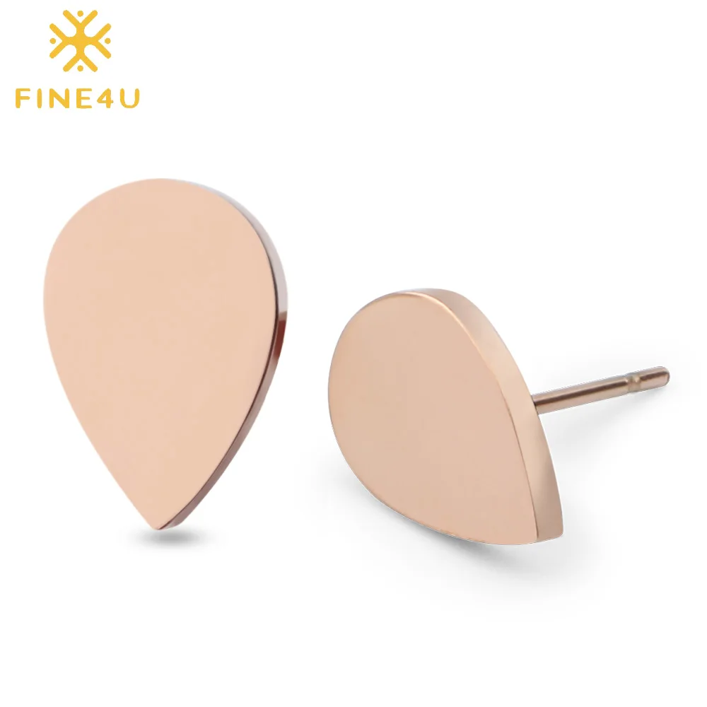 

FINE4U E125 Minimalist Korean Style Earrings Stainless Steel Cute Water Drop Stud Earrings For Women Dainty Jewelry
