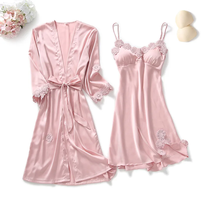 Women Nightgown Women Bathrobe Sleepwear Sets 2 Pieces