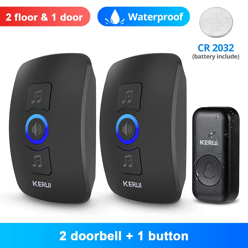 doorbell screen intercom KERUI M525 Outdoor Wireless Doorbell Waterproof Smart Home Door Bell Chime Kit LED Flash Security Alarm Welcome House Melodies smart intercom Door Intercom Systems