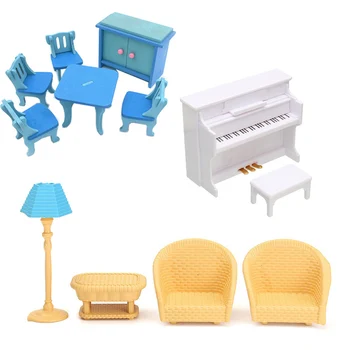 

Furniture Toys Kid Wooden Pretend Play Accessories Furniture Dolls House Bath Bed Living Room Children Toys