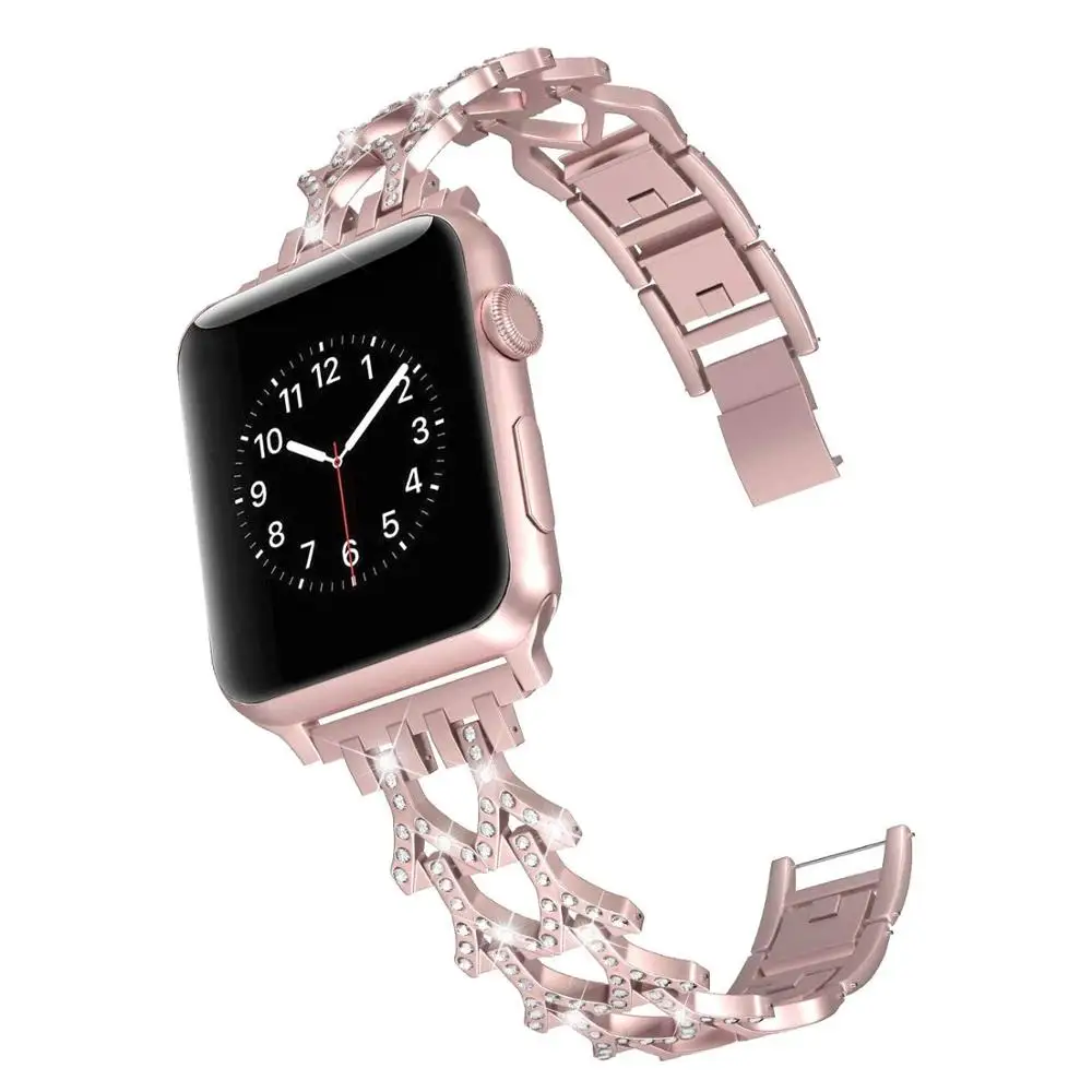 Ремешок для часов Apple Watch из нержавеющей стали 38 мм 42 бриллиантовый Дамский