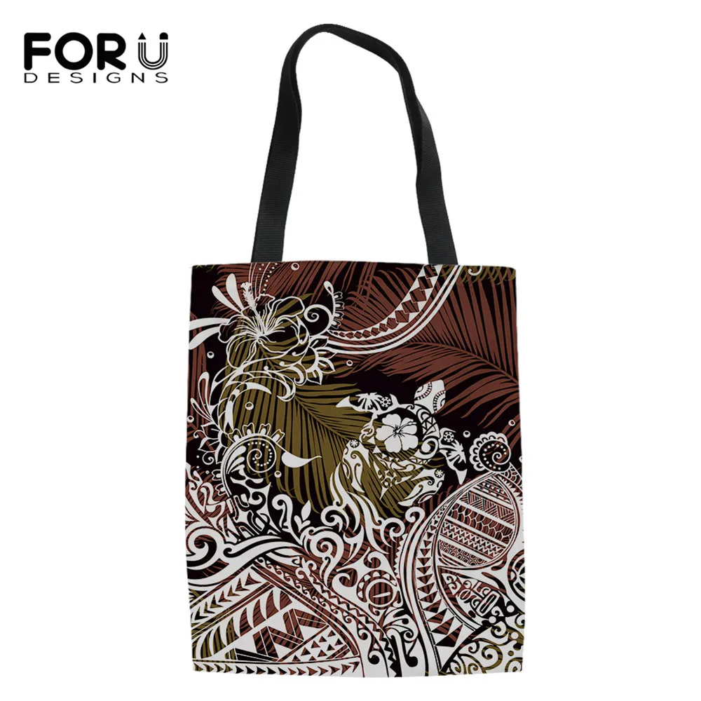 

FORUDESIGNS Women Shooping Bag Burgundy Polynesian Tortoise Printed Fashion Travel Reusable Handbag For Women Sac A Main Femme