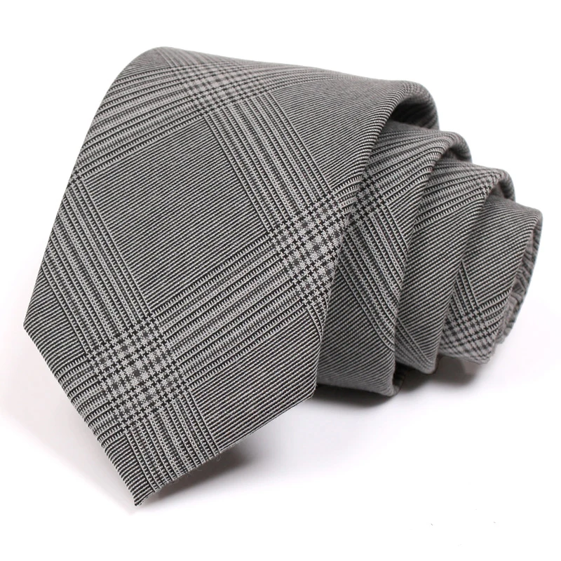 

Brand Designer 7.5CM Wide Tie For Men Grey Plaid High Quality Male Business Suit Necktie Great For Work Party With Gift Box