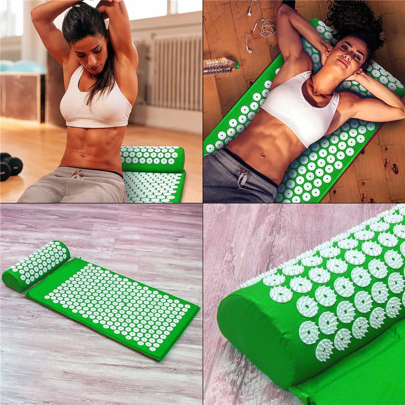 Massager Cushion Massage Yoga Mat Acupressure Relieve Stress Back Body Pain Spike Mat Acupuncture Massage Yoga Mat with pillow