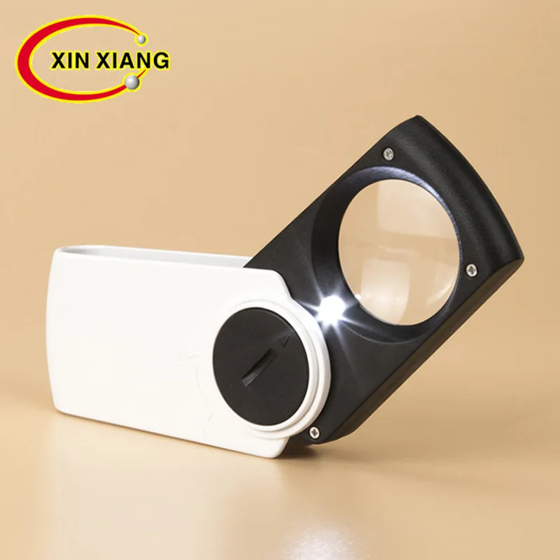 

Factory direct square with LED lamp hand-held portable reading magnifying glass magnifier Loupe Jewelry loupe