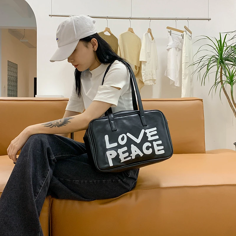 

High Capacity Women's Bag 2021 New Versatile Solid Soft PU Leather Shoulder Bags For Girls Fashion Letter Tote Handbags Simple