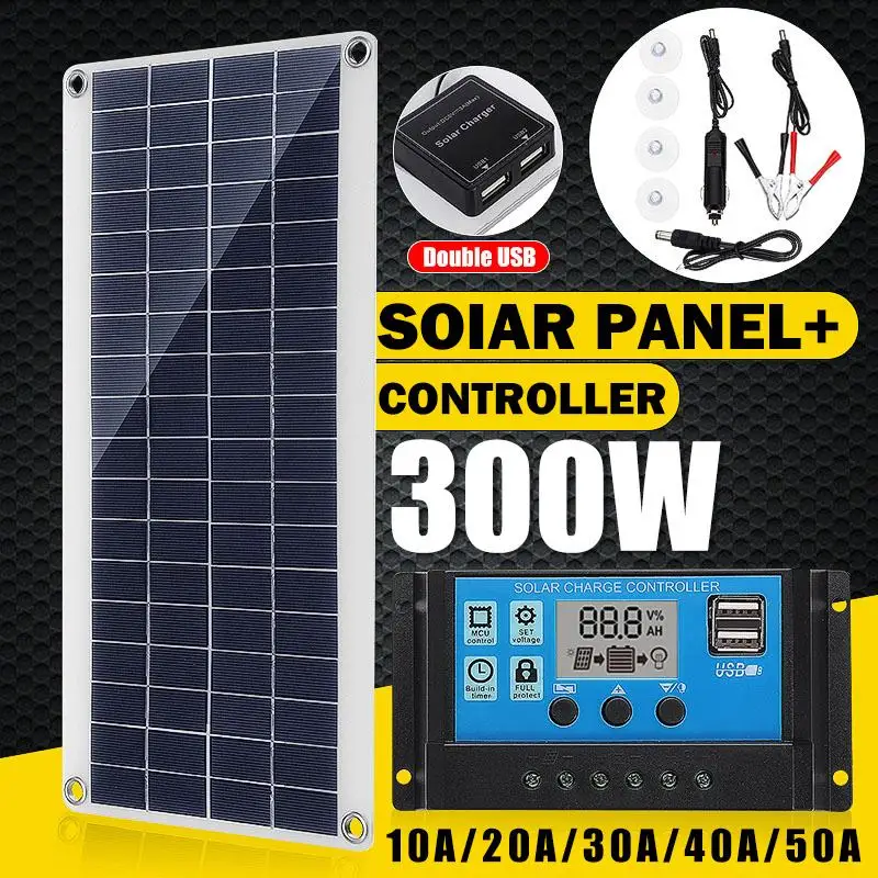 300W Flexible Solar Panel Solar Cells 50A-10A Solar Controller Module for Car RV Boat Home Roof Van Camping 12V Solar Battery - ANKUX Tech Co., Ltd
