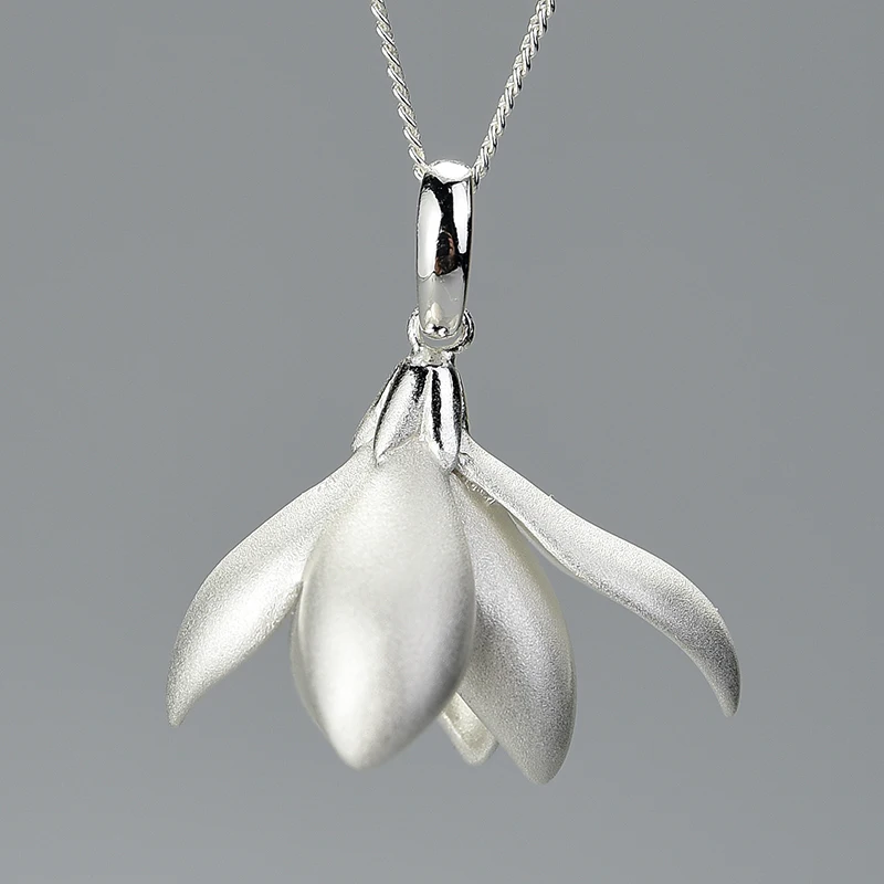 Lotus Fun 18K Gold Elegant Magnolia Flower Pendant without Necklace Real 925 Sterling Silver Handmade Fine Jewelry for Women