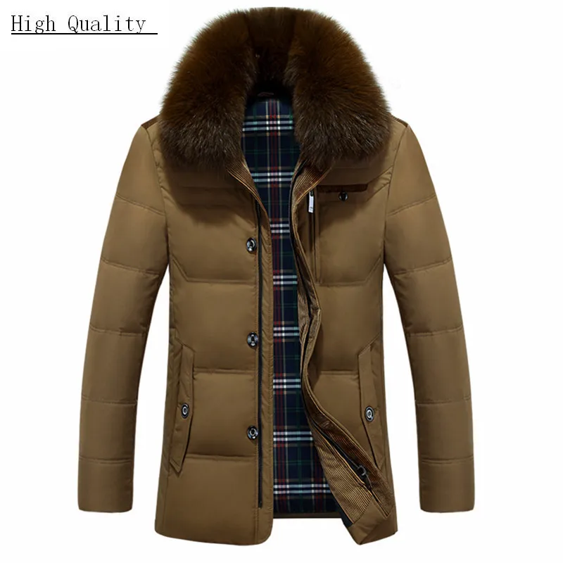 

Thick Winter Jacket Men Warm Middle Long Coats Fashion Real Fur Collar Men's Down Jacket Jaquetas Masculina Inverno CJ293