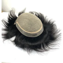 Шелковая основа парик с натуральными волосами Шелковый Топ Кружева с кожей поли Мужская лента для искусственных волос мужской парик заменить мужчин t система