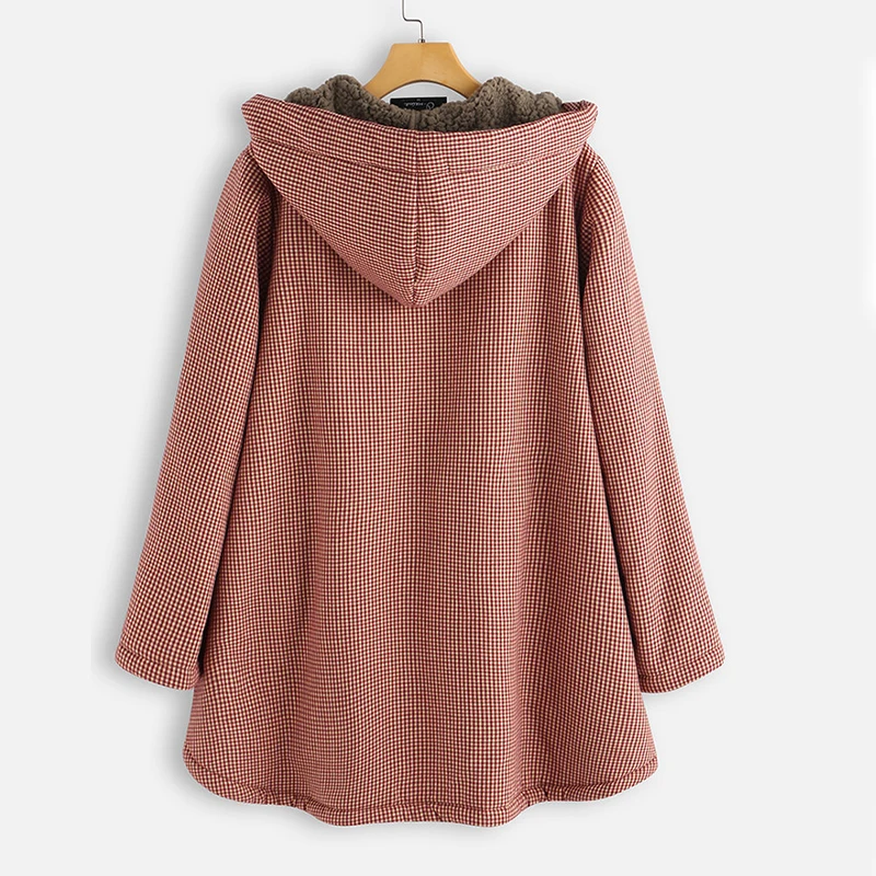 Women's winter coat  lattice Warm Fleece Maternity Hooded Pregnant Woman wool Jacket  Plus Size Pocket Women Outwear S-3XL