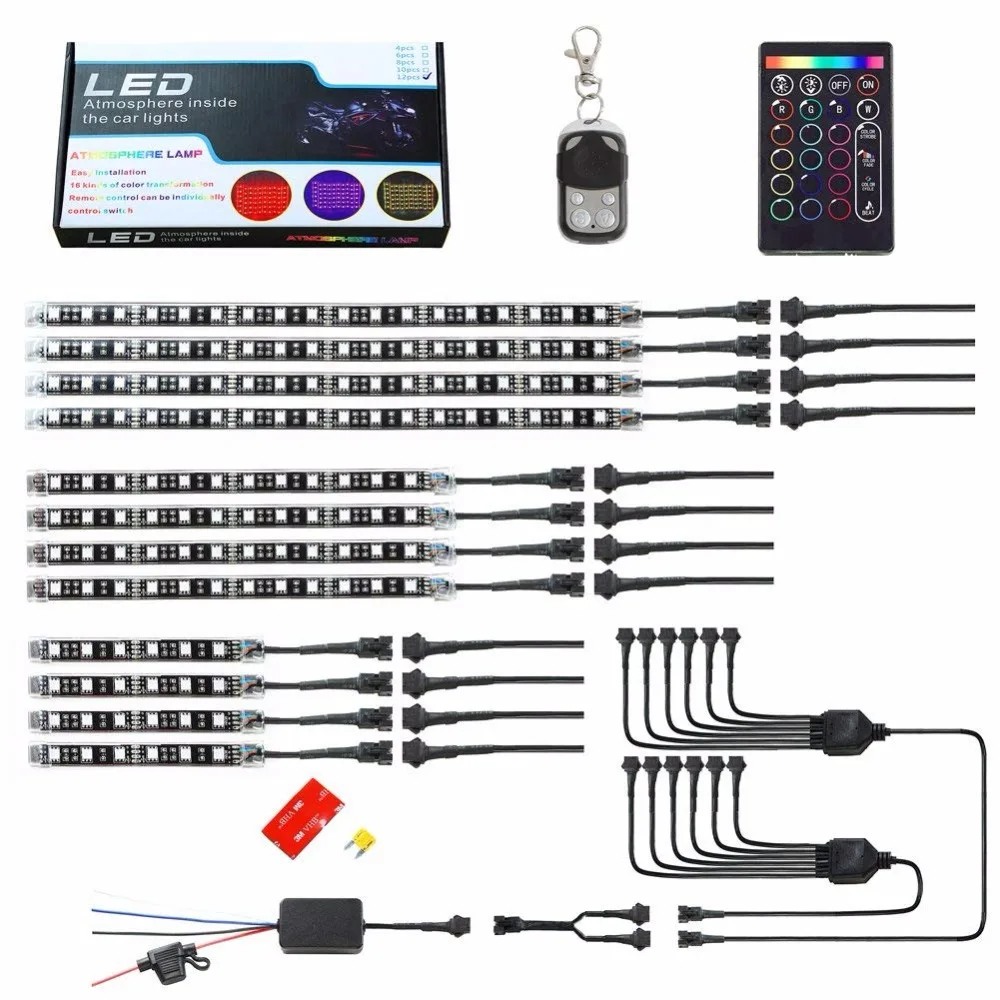 12Pcs Motorcycle RGB Led Light Kit Strips Multi-Color Accent Glow Neon Lights Lamp | Освещение