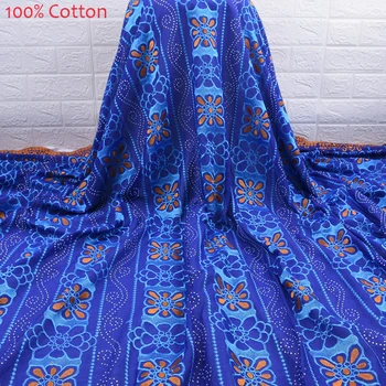 

Blue African Lace Fabric High Quality 100% Cotton Lace Fabric Swiss Voile Lace With Stones Swiss Voile Lace In Switzerland 1756