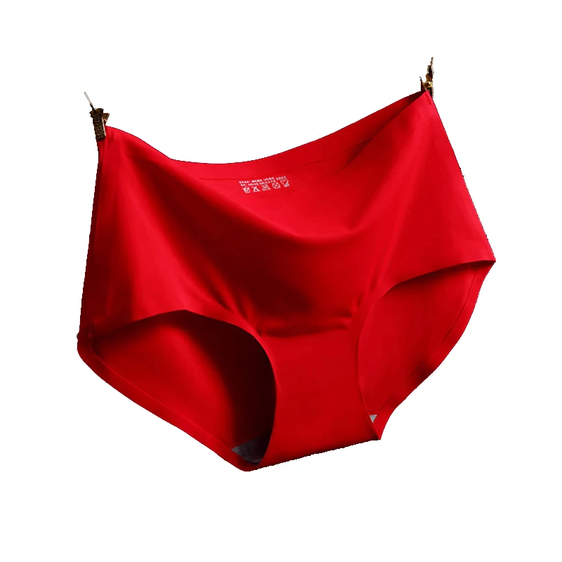 

New One Piece Seamless Underwear Women's Ice Silk Mid Waist Sexy Ladies Plus Size Briefs