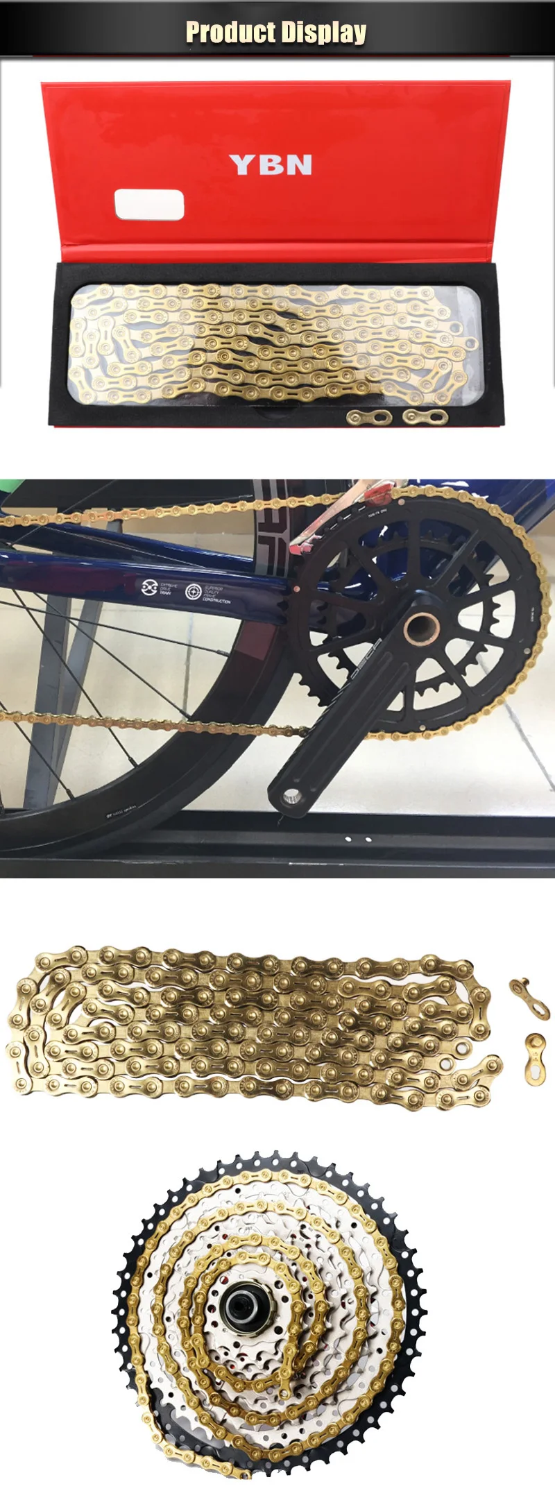 YBN 10 11 S скоростей 116L велосипедная цепь Gold Link X10 X11 SLR Ультралегкая TIG полый MTB дорожный велосипед цепи с 2 волшебными пряжками