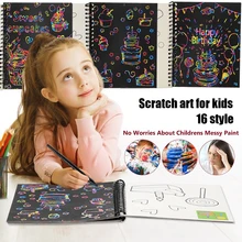 16 estilos scratch note crianças criativo diy colorido graffiti caderno pintura a riscos jardim de infância crianças graffiti livro