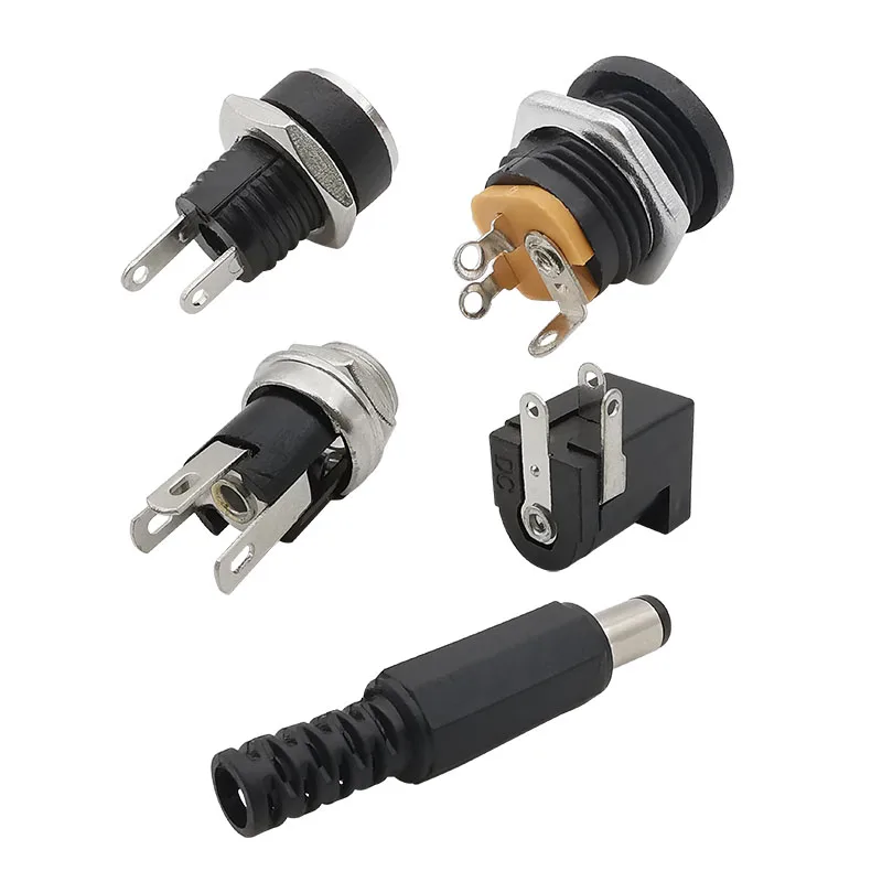 DC Power Male Female Adapter 5.5x2.1mm DC-022 DC-025M DC-005 DC-022B 5.5*2.1mm DC Power Supply Plug Jack Socket Connector 10Pcs