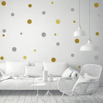 

126PCS Wall Stickers Removable PVC Polka Dots Round Circle Art Mural DIY Wall Stickers Home Decoration Gold Silver Black White