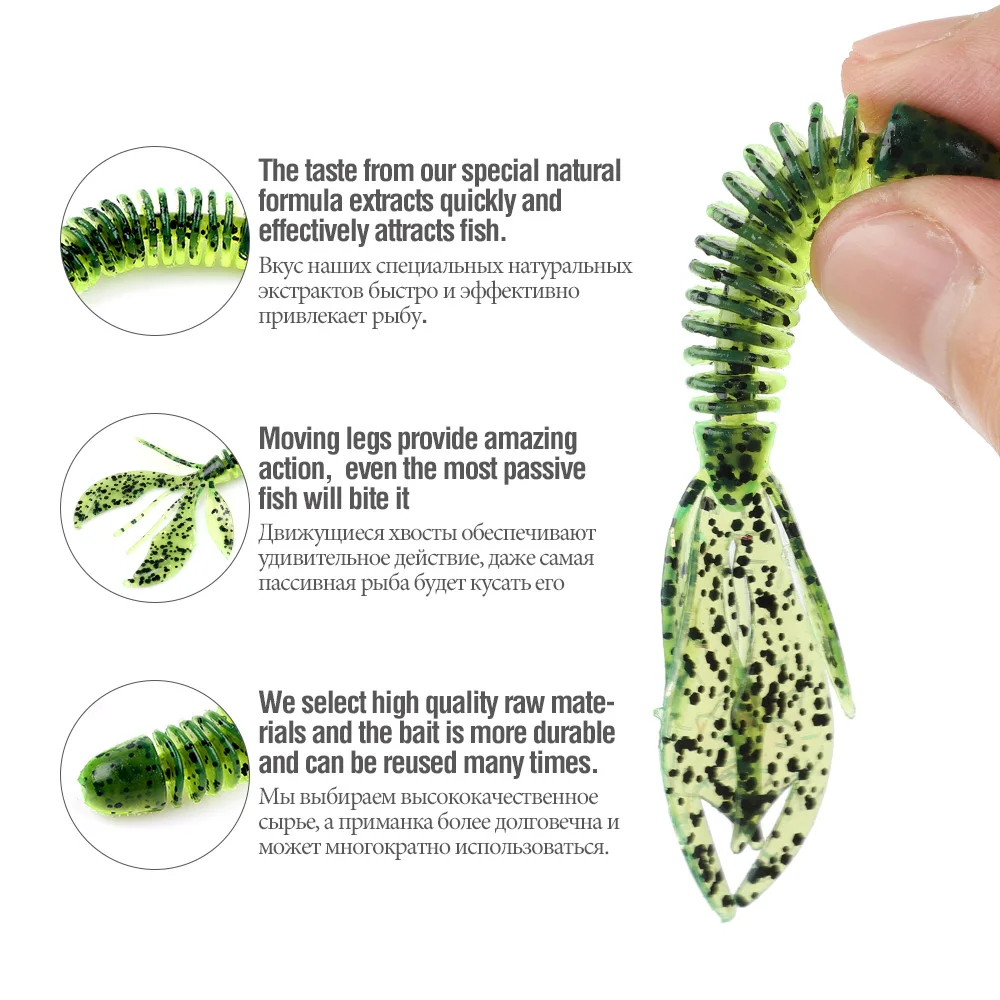 DONQL 20Pcs Soft Fishing Lure Artificial Rubber Worm Bait 2.4g 75mm Silicone Jig Wobbler Swimbait 10pc Fishhook Lure accessories001 (9)