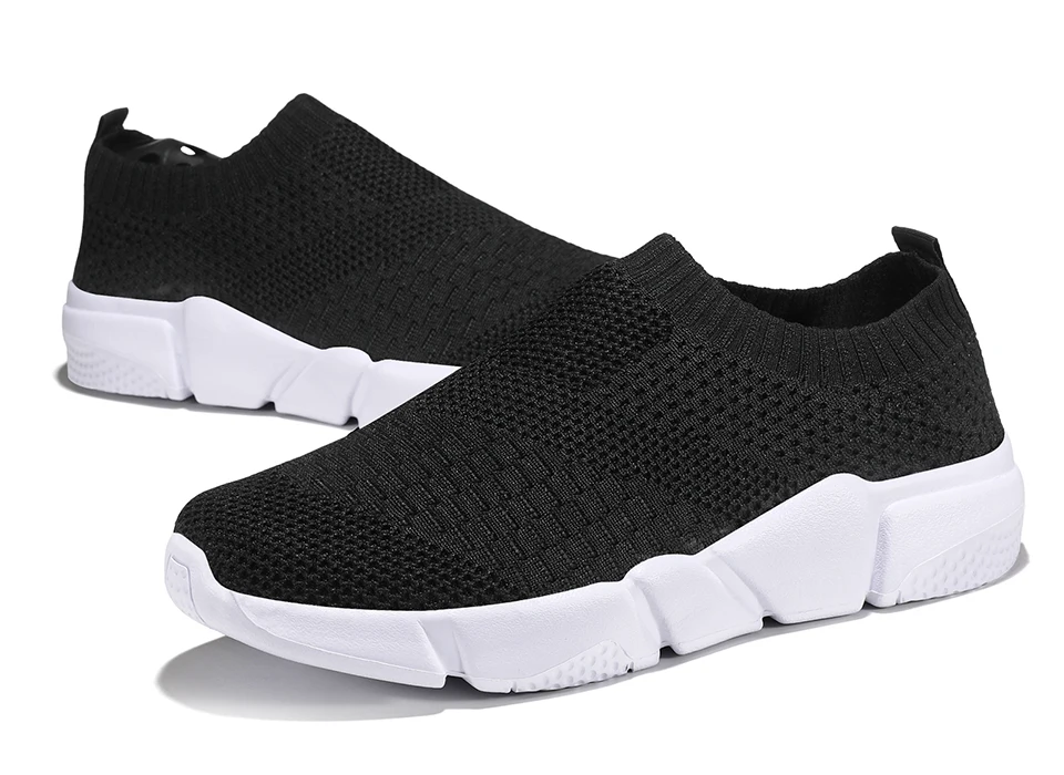 Women Flat Slip on Black Shoes Woman Lightweight Walking Sock Sneakers Summer Casual Chaussures Femme Tenis Loafers Plus Size 42