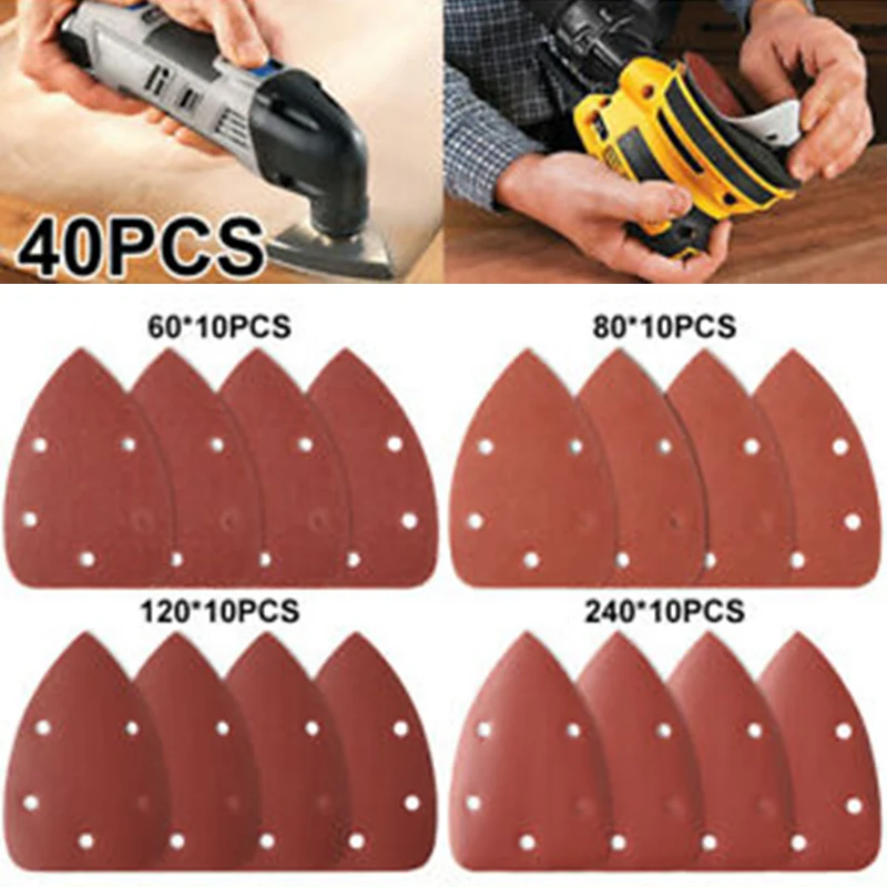 40 шт 140 мм 5 отверстий мышь шлифовальные листы шлифовальная бумага пальмовый шлифовальный станок(60, 80, 120, 240 Грит 10 шт/каждый