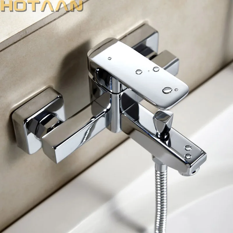 Bathtub faucet Shower faucet Polished Chrome Finish Wall Mounted Waterfall Bathroom Bathtub Handheld Shower Tap Mixer Faucet YT-5326