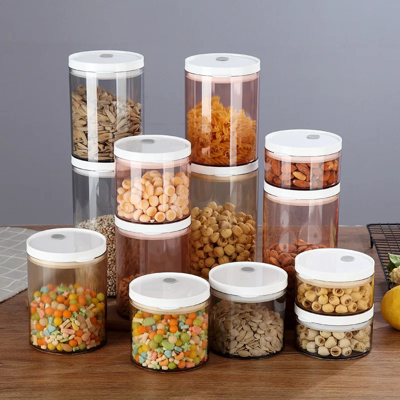 

Triangle Sealed Cans Transparent with Lid Food Jars Cereals Boxes Household Storage Tools Kitchen Seasoning Storage Container