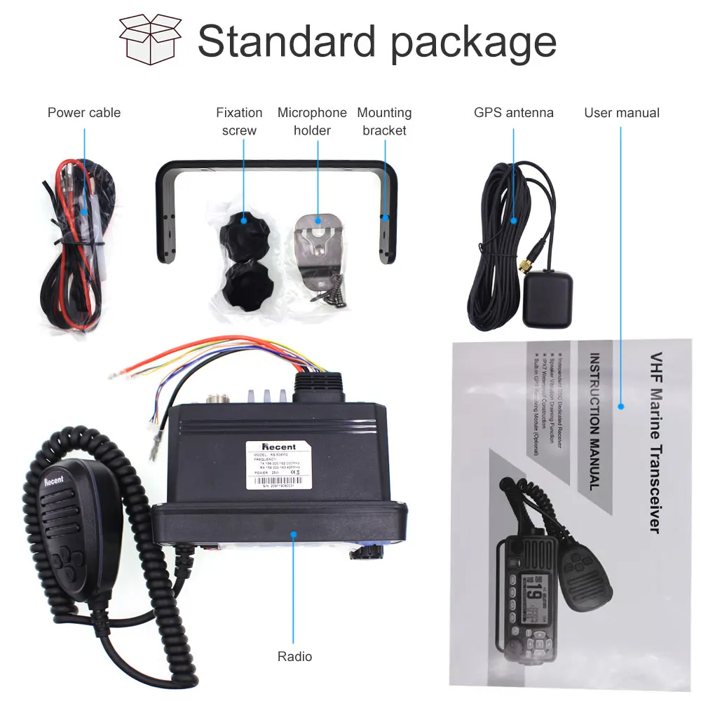 С GPS VHF Fixed Marine Radio RS-509MG 25W 156,000-162,000 MHz морская радиостанция диапазона VHF IP67 Mobile Boat Walkie talkie (art.: 3a38ced3371) - 3a38ced3371