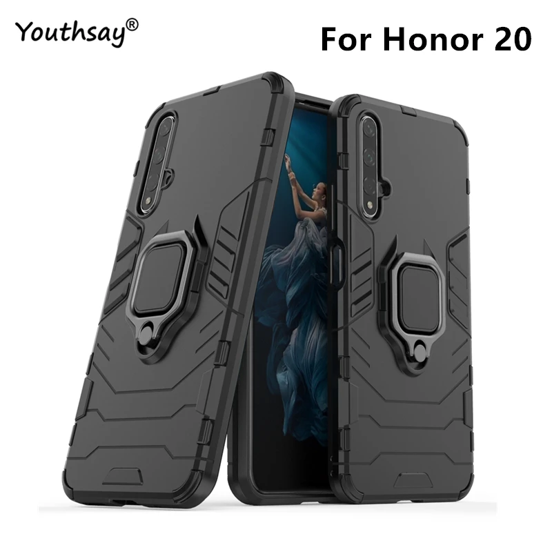 

For Huawei Honor 20 Case Matte Matel Finger Ring Kickstand Hard Phone Bag Case For Huawei Honor 20 Pro Cover For Honor 20 Case