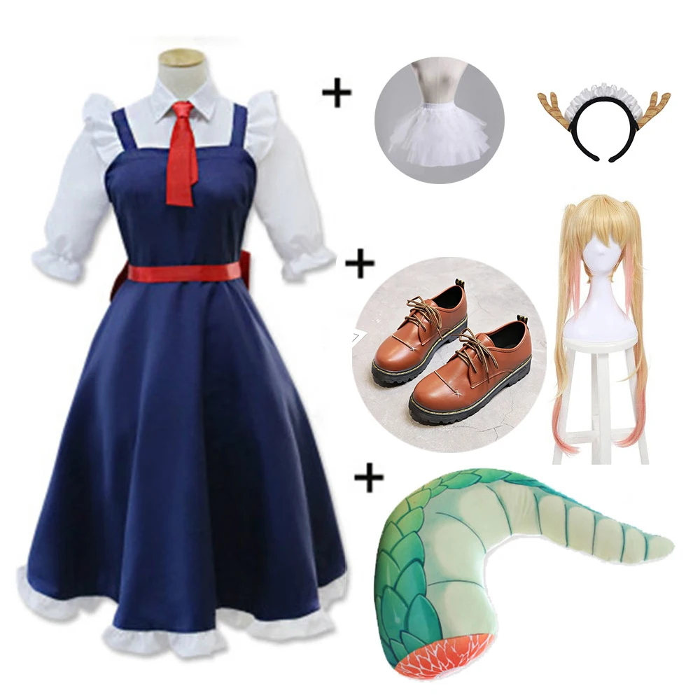 DUOUPA аниме Miss Kobayashi Dragon Maid Tohru Косплей Костюм с париком косплей Канны вечерние