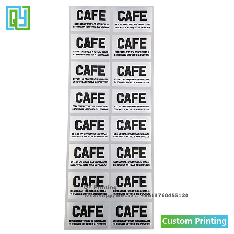 1000pcs 25x40mm 무료 배송 사용자 정의 로고 인쇄 실버 애완 동물 보안 인감 Void 레이블 봉투 씰링 테이프 보안 스티커