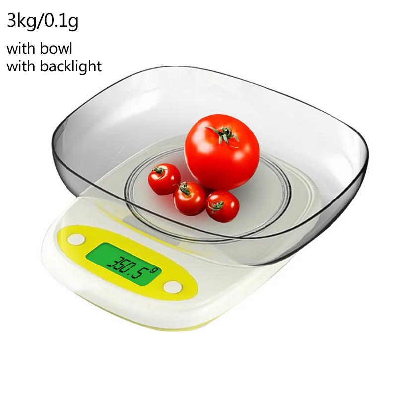 7 кг/3 кг 0,1/1g Кухня весы высокой точности мини ЖК-дисплей цифровой Дисплей весы грамм взвешивания ювелирных изделий Еда измерения весы с чашей - Цвет: 3kg-0.1g bowl light