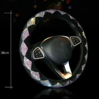 

Trim Steering Wheel Cover Colorful Shiny Crystal Car Accessories Parts