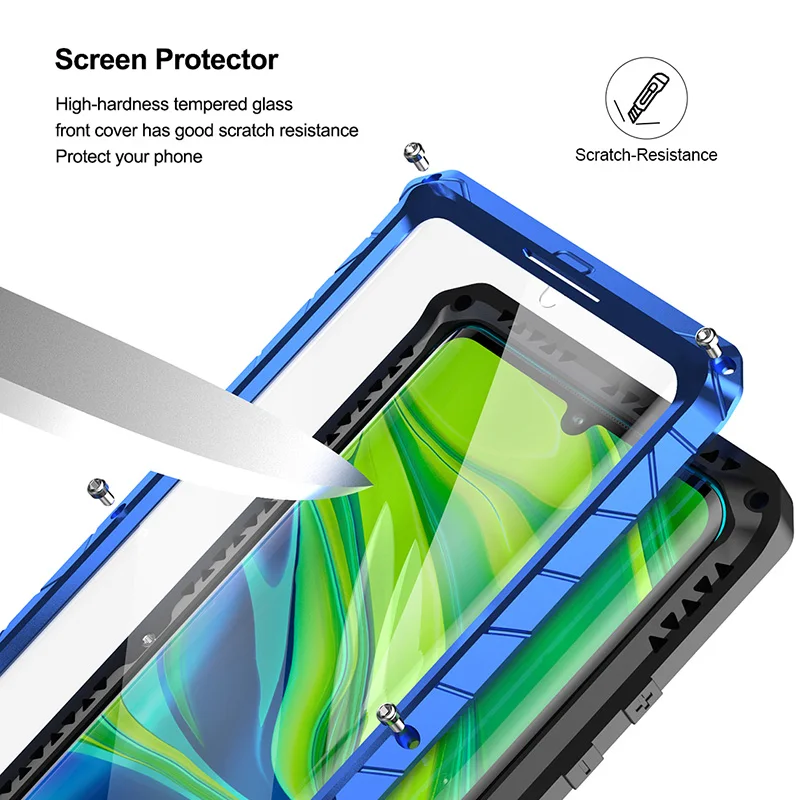 Для Xiaomi mi Note 10 чехол для телефона жесткий алюминиевый металлический закаленное стекло Защита экрана сверхпрочный чехол для Xiao mi Note 10