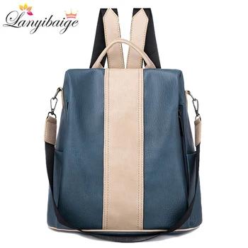

Anti-theft backpack 3 in 1 for women soft leather backpack school bags for teenage girls high capacity lady travel backpacks