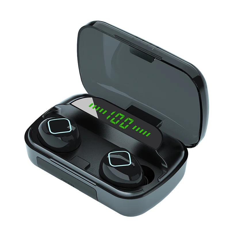 M10B TWS 5 1 Bluetooth Headset Sports Wireless LED Display Ear Hook Running Earphones IPX7 Waterproof Erbuds with Microphones