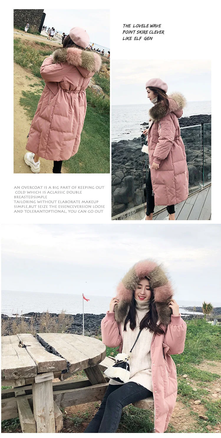Зимнее пуховое пальто с натуральным мехом, Женская длинная теплая осенняя куртка с перьями для девочек, парка, пальто, верхняя одежда на утином пуху Harajuku