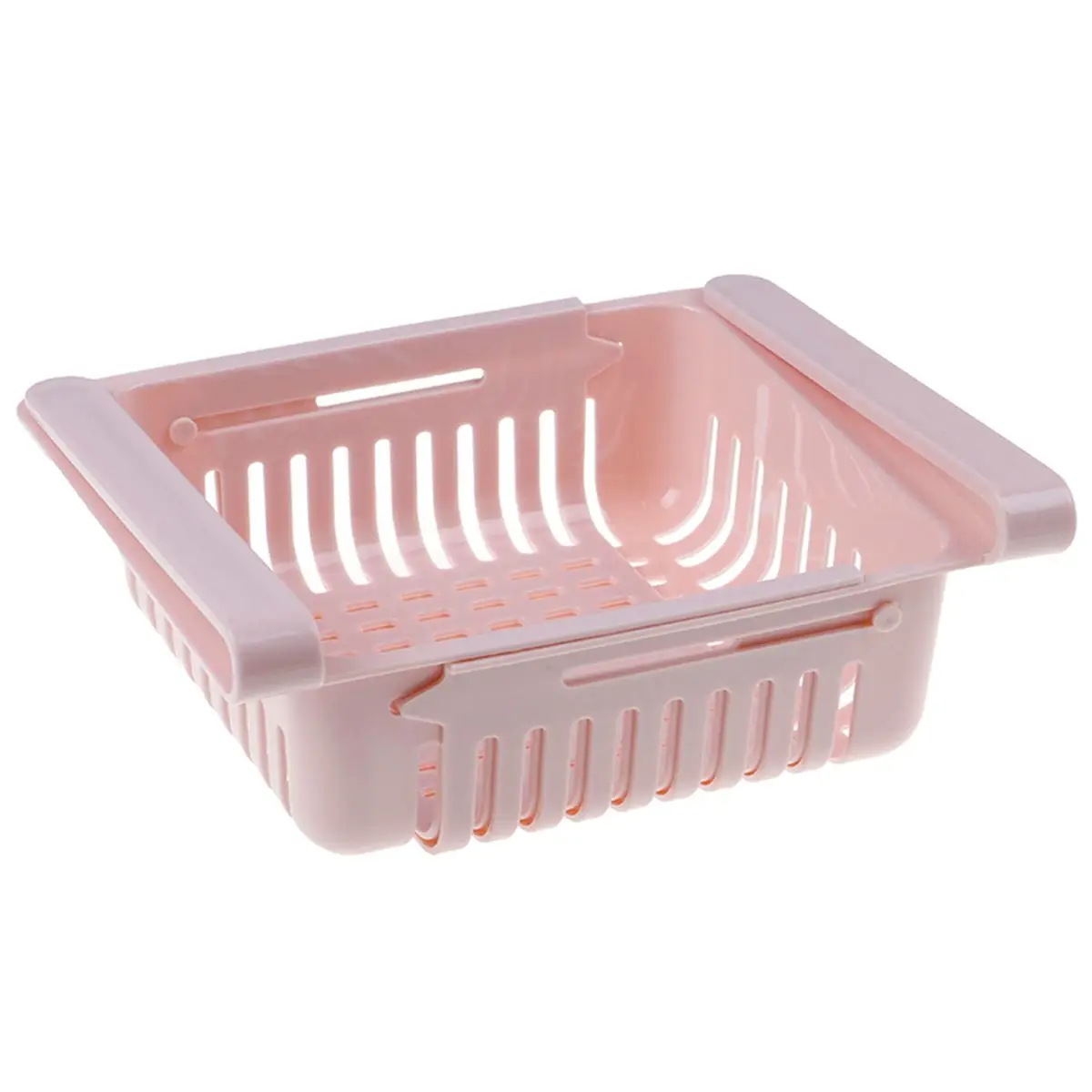 Кухонный Органайзер Регулируемый скалабл рефрижератор шкаф для хранения полка холодильника с морозильной камерой Держатель Выдвижной ящик Органайзер экономии пространства - Цвет: Розовый