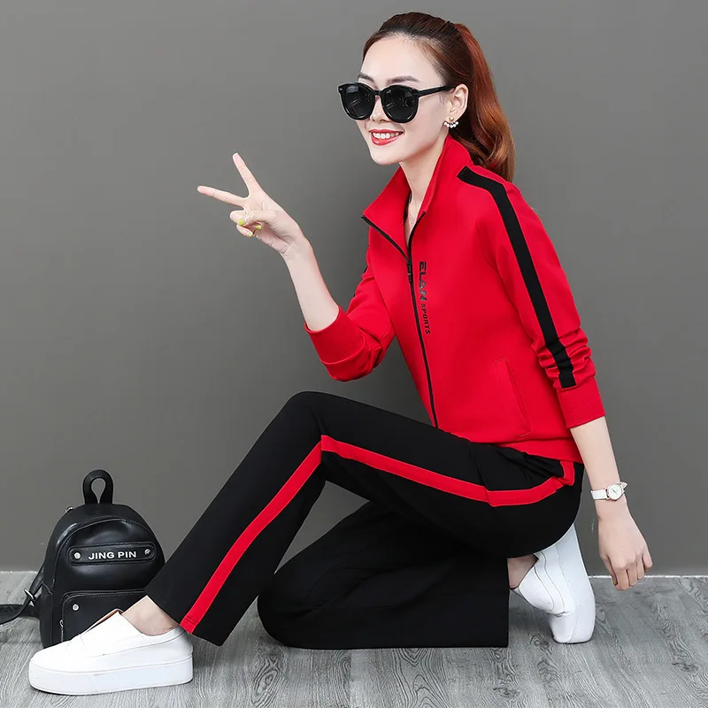 

Loose Pants Sports WOMEN'S Suit Spring And Autumn 2020 New Style Hoodie Two-Piece Set Fashion Large Size Loose-Fit Running Casua