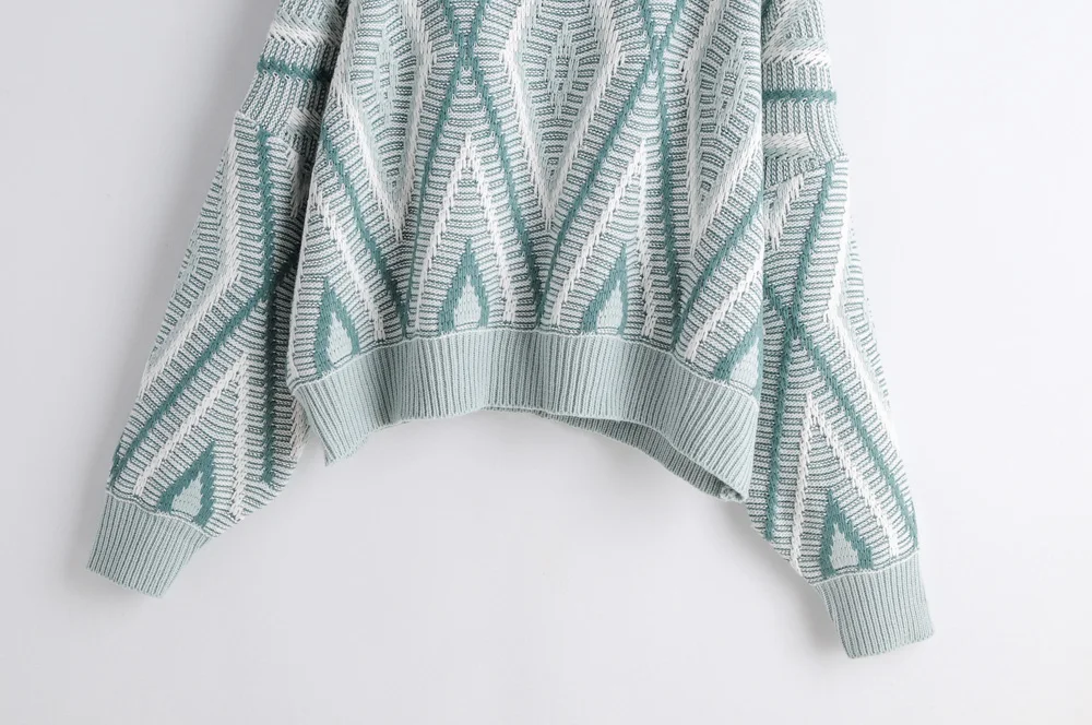 Модный женский свитер Za, зима, Круглый ворот, Повседневный, длинный рукав, свободный, вязанный, пуловеры, короткие, свитера, джемпер, женские топы