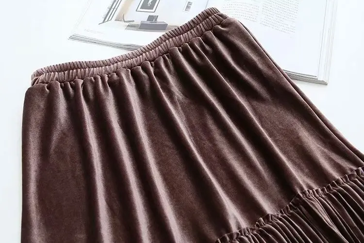Blvyisla 4XL размера плюс плиссированная бархатная эластичная юбка женская сексуальная зимняя юбка средней длины
