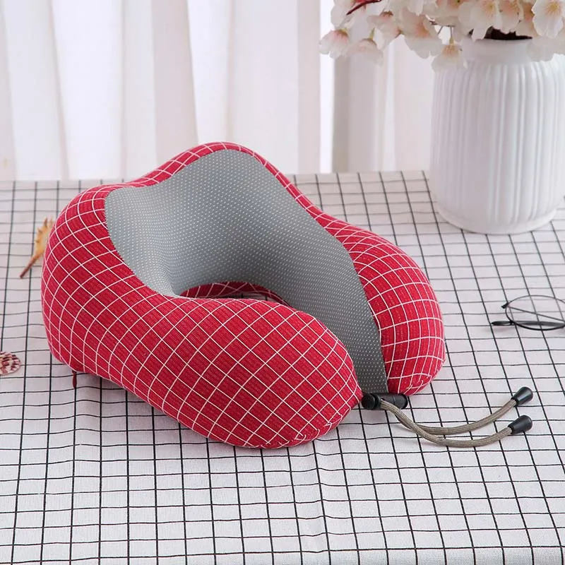 red Memory Foam Grid шеи теплые подушки ткань путешествия поездки подушки драйвер подголовник офисный Отдых Pad - Цвет: red