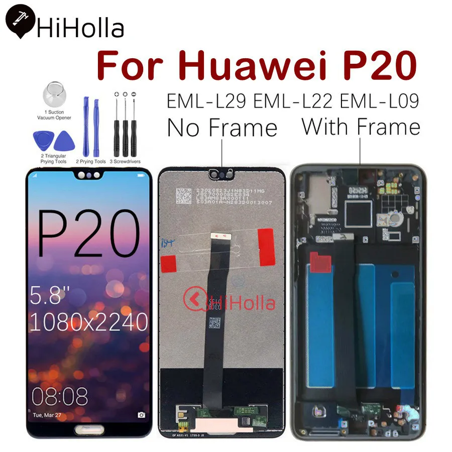 

For Huawei P20 EML-L29 LCD Display Touch Screen Digitizer EML-L22 EML-L09 EML-AL00 For Huawei P20 Display With Frame Replacement
