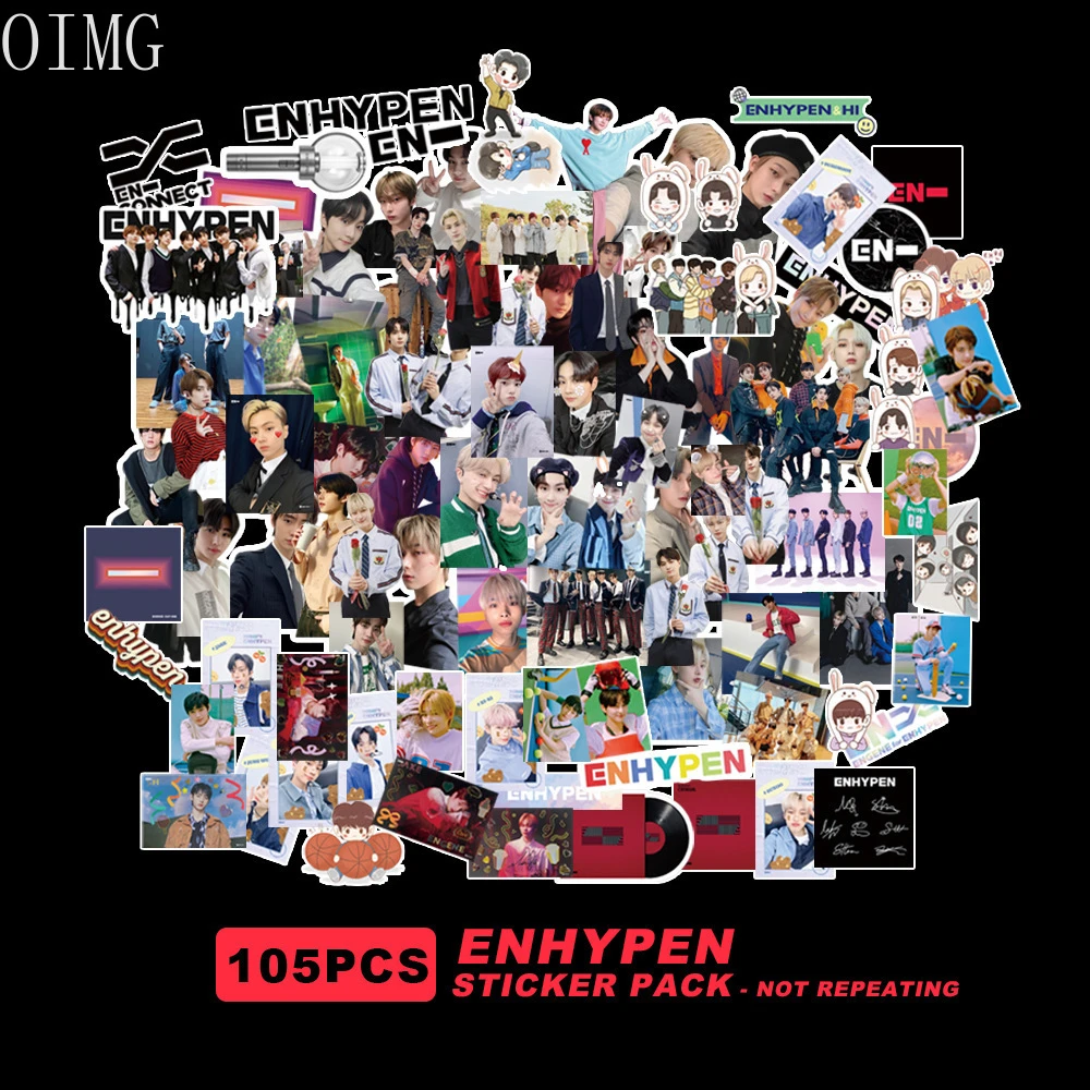 105pcs enhypen stickers kpop en high quality hd photo waterproof paper sticker for luggage laptop notebook stationery decor fans assorted stickers aliexpress