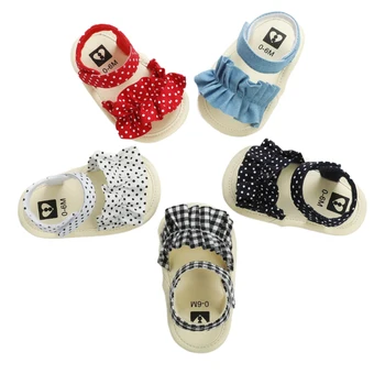 

Baby Infant Toddler Girl Boy Summer Sandals Canvas Soft Sole Non-Slip Flat Shoes Ruffle Cute Velcro Sandals For 0-18Months