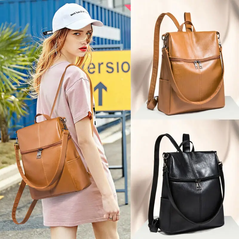Женский рюкзак из искусственной кожи, Противоугонный рюкзак, школьные сумки на плечо, черный/коричневый