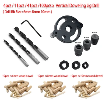 

Woodworking Pocket Hole Jig 4pcs/11pcs/41pcs/100pcs 6mm 8mm 10mm Vertical Doweling Jig Drill Guide For Locator Hole Puncher