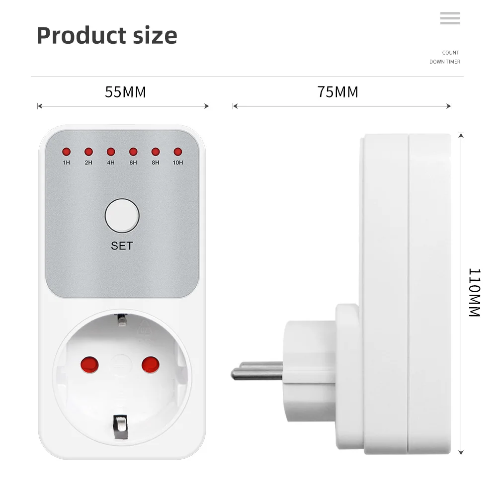 10Hr Countdown Timer Socket  Plug Intelligent Time Setting Switch Control Socket Electricity Power Metering Socket 3