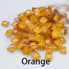 

Orange ,50pcs/bag, 1cm Ice Jade Mosaic Diy Cut-and-Paste Hand-Made Material Porcelain Jade Single Color Stone Granules