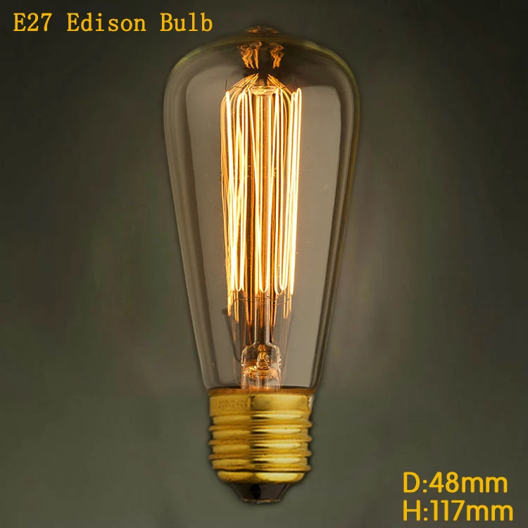 110 В 220 В винтажные подвесные светильники E27 винт Socker лампа база потолочный розовый шнур гибкий E27 держатель лампы для ретро Эдисона лампы накаливания - Цвет: 40W E27 Edison Bulb